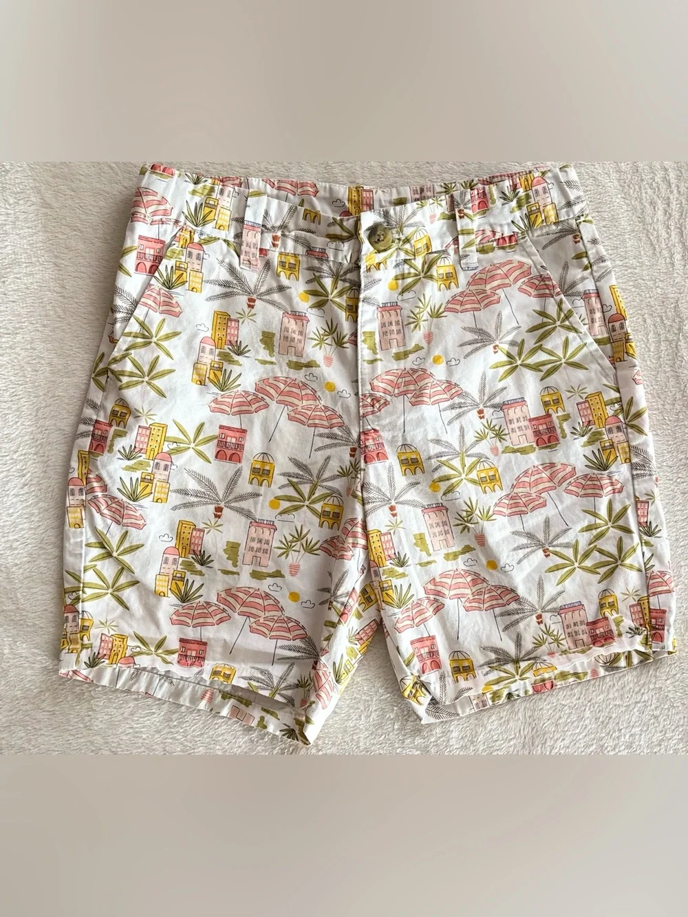 Janie and Jack Destination Chino Shorts Girls Size 7 Tropical Travel Beach